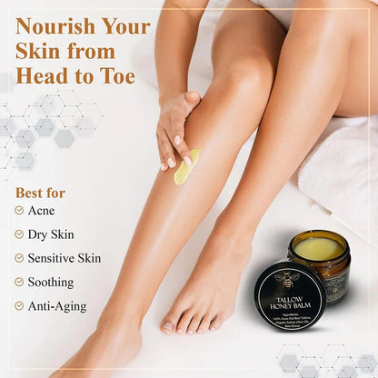 Organic Grass-Fed Beef Tallow Balm with Raw Honey - Moisturizing Cream for Soft, Smooth Skin - Handmade All-Natural Moisturizer Beauty Trend Shop