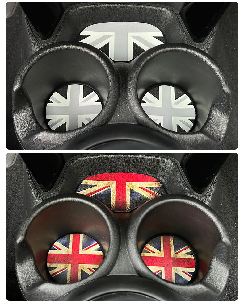 Union Jack Coffee Cushion Storage Groove Protect Coaster Car Cup Anti Slip Pad Mat For MINI Cooper F55 F56 F54 F60 Accessories Beauty World Shop
