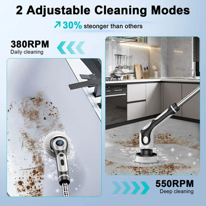 HOMEFISH Multifunctional Electric Cleaning Brush Voice Rechargeable Smart Rotary Cleaning Brush Kitchen Cleaning Brush Beauty World Shop