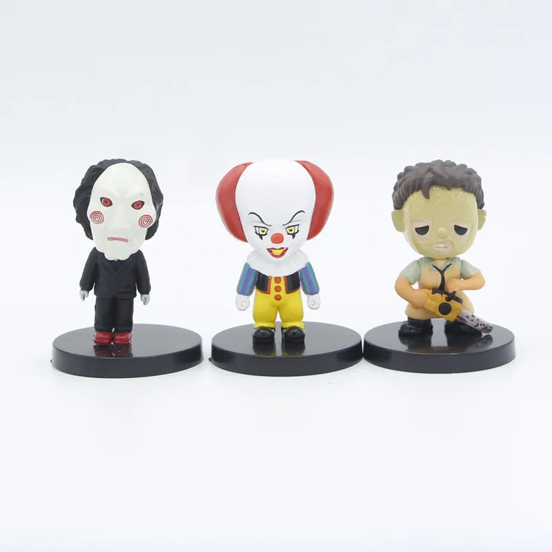 10 Pieces / Set Horror Film Series Jason Freddy Clown Action Figure Toys PVC Model Halloween Gift Vinyl Figurine Doll Gift Beauty World Shop