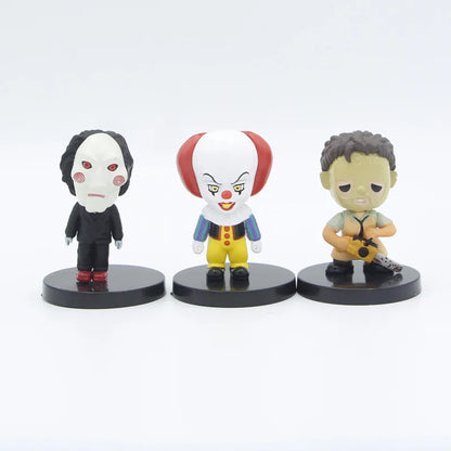 10 Pieces / Set Horror Film Series Jason Freddy Clown Action Figure Toys PVC Model Halloween Gift Vinyl Figurine Doll Gift Beauty World Shop