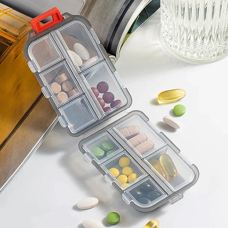 10 Compartments Travel Pill Organizer Pocket Portable Pill Storage Box Case Daily Pill Container or Purse Fish Oil Medicine Beauty World Shop