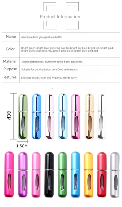 5/8ml Portable Perfume Atomizer Liquid Container For Cosmetics Mini Aluminum Spray Alcochol Empty Refillable Bottle Beauty Fashion