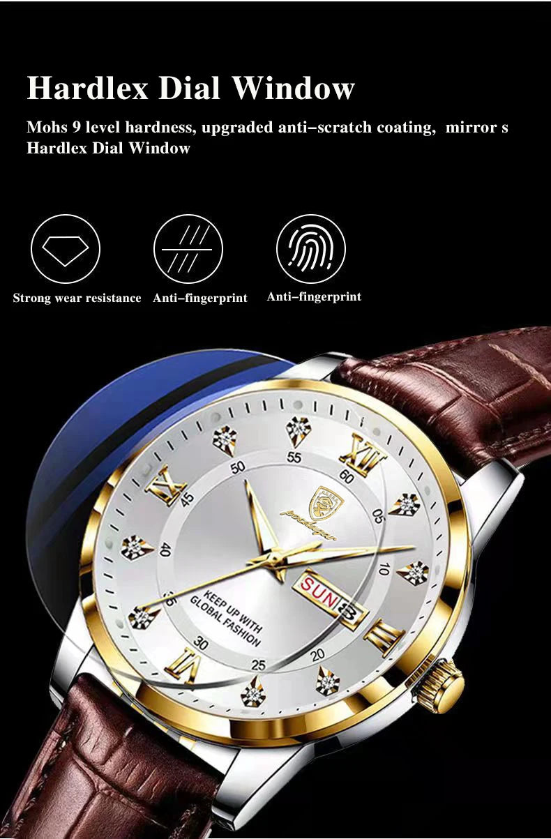 POEDAGAR Luxury Brand Men Watches Waterproof Luminous Leather Quartz Man Wristwatch Casual Sports Military Watch For Men relogio Beauty World Shop
