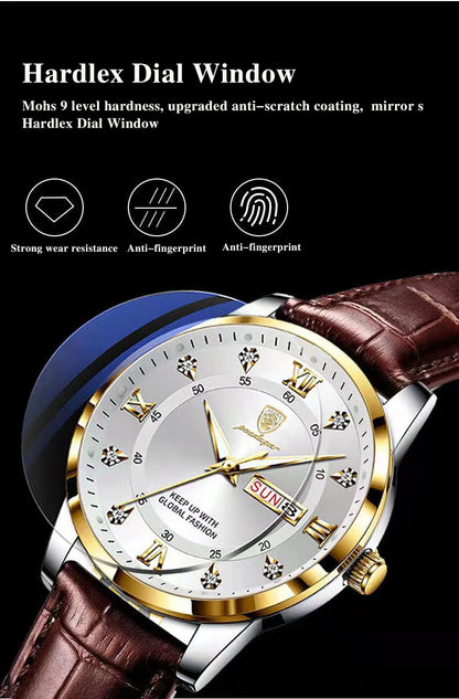 POEDAGAR Luxury Brand Men Watches Waterproof Luminous Leather Quartz Man Wristwatch Casual Sports Military Watch For Men relogio Beauty World Shop