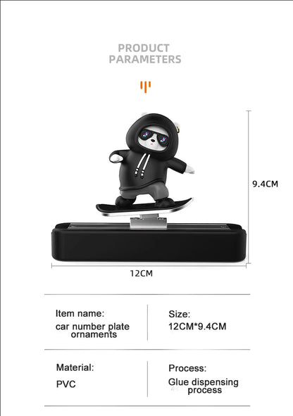 New Dashboard Car Decorations Skateboard Bear Magnetic Parking Number Plate Creative Car Cartoon Interior Interior Accessories Beauty World Shop