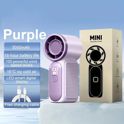 Mini High Speed Handheld Fan 3600mAh LED Display Portable Mini Handheld Turbo Fan, Desk Fan, Outdoor Cooling, Rechargeable Fan