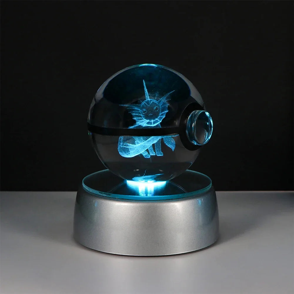 Pokemon Crystal Ball Pikachu Gengar Eevee Mewtwo Lacario Anime Game Pokeball Led Night Light Base Kids Birthday Gift Home Decor Beauty World Shop
