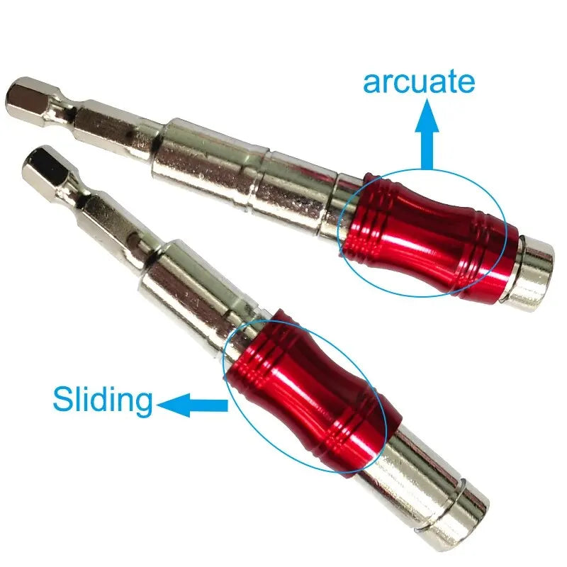 1PC Red Curved Hexagonal Handle Directional Extension Rod Magnetic Screw Drill Tip Universal Adapter Electric Tool Accessories Beauty World Shop