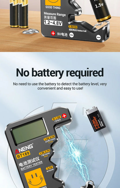 ANENG BT189 Button Cell Battery Tester 9V N D C AA AAA Universal Household LCD Display Battery Tester Power Bank Detectors Tools Beauty World Shop
