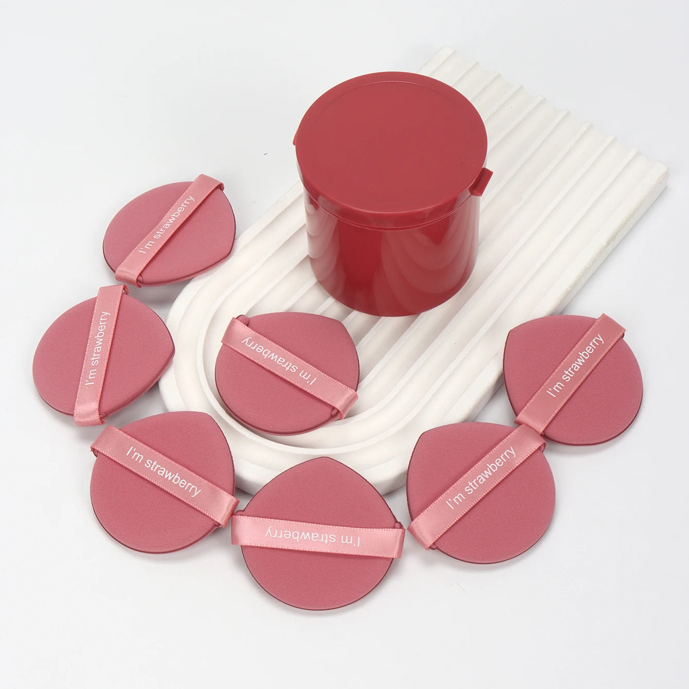Karsyngirl 7Pcs/Box Strawberry Cosmetic Puff Set Double Side Women Soft Makeup Sponge Beauty Make up Powder Tools Beauty World Shop