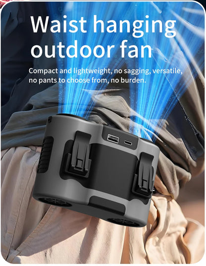 Portable Waist Clip Fan Mini USB Charging Hanging Fan with LED Flashlight Outdoor Single/dual Air Outlet Fan 20000/10000Mah F6/7 Beauty World Shop