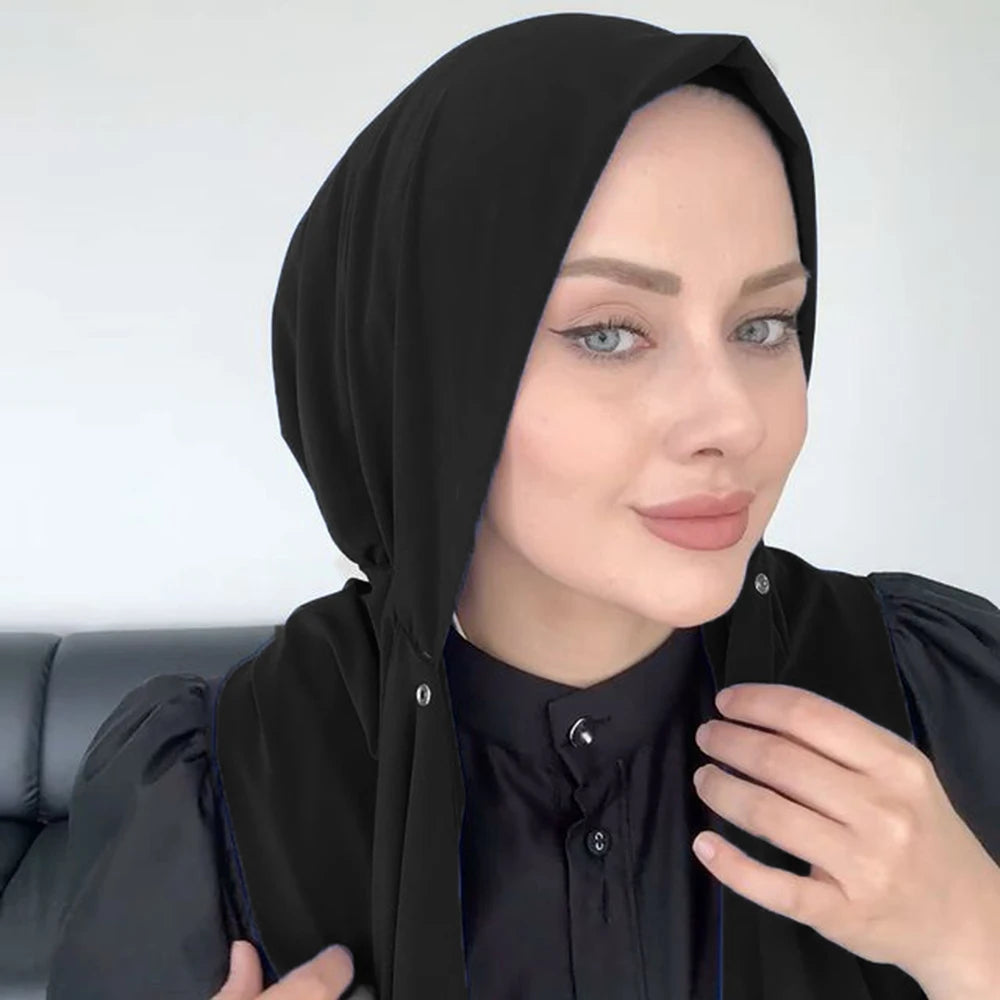 Instant Hijab with Button Ready to Wear Muslim Women Scarf Full Cover Head Wraps Islam Turban Caps Turbante Mujer Beauty World Shop