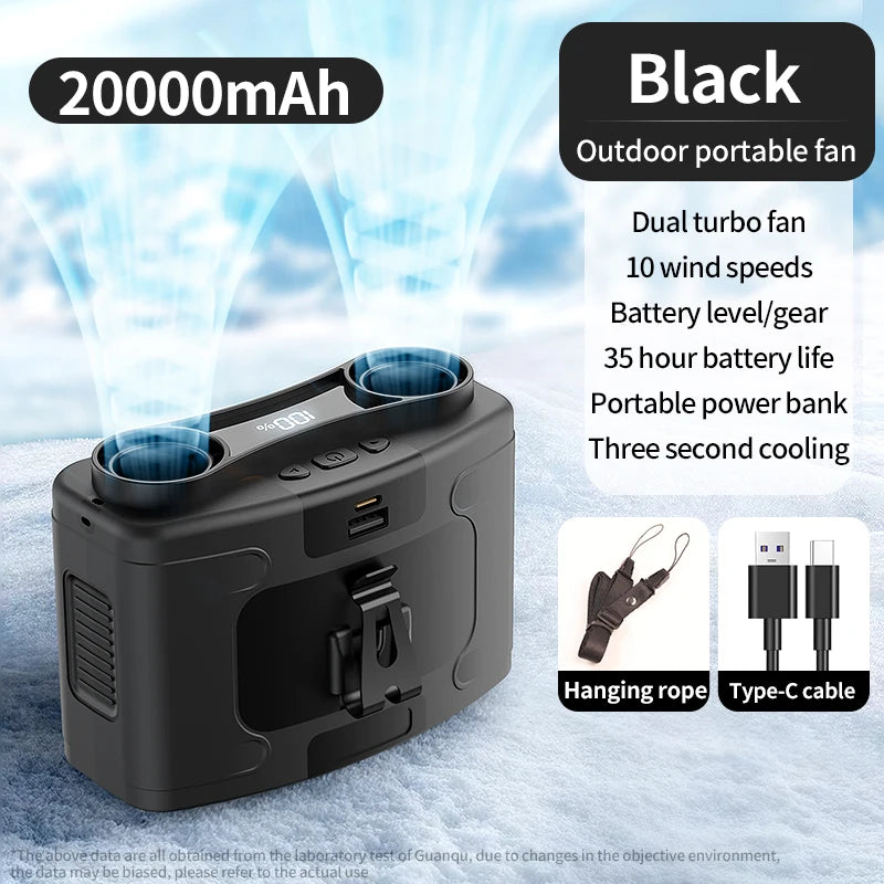 Portable Waist Fan Hanging Neck Fan 5 Speed Strong Wind with LED Lighting for Sports Courier Outdoor Working 10000/20000mAh Beauty World Shop