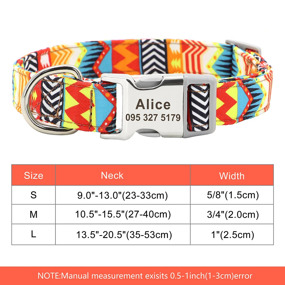 Adjustable Nylon Dog Collar Personalized Dogs Cat ID Collars With Engraved Name Buckle Anti-lost for Small Medium Large Dogs Beauty World Shop