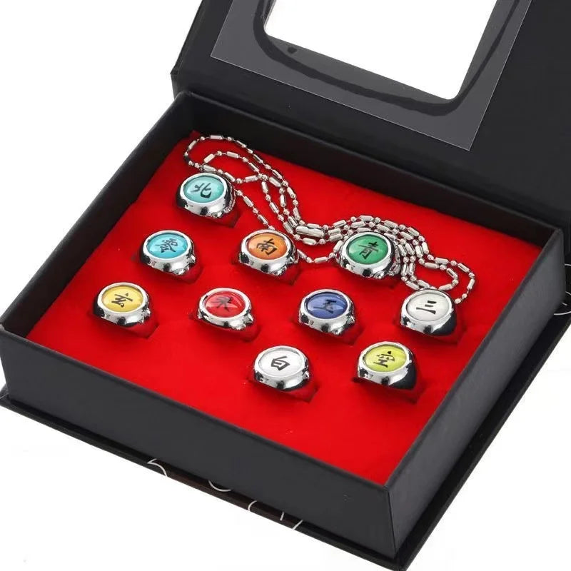 10PCS/Set Anime Akatsuki Itachi Metal R-ings Cartoon Cool Cosplay Accessory Props Boy Children Action Figure Toy Gift Beauty World Shop