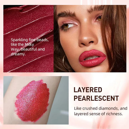Multi-color Glitter Lipstick Beauty Girl Diamond Waterproof Lip Tint Long Lasting Shimmer Lip Makeup Red Rose Pearlescent  Lip Beauty Trend Shop