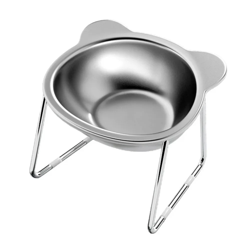 ‌304 Stainless Steel Raised Cat Bowl with 15° Elevated Design Tilted Neck Guard Healthy Feeding Shatterproof for Cats Puppies Beauty World Shop