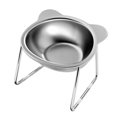 ‌304 Stainless Steel Raised Cat Bowl with 15° Elevated Design Tilted Neck Guard Healthy Feeding Shatterproof for Cats Puppies Beauty World Shop