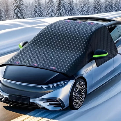 Car Anti-Frost Snow Cover with Reflective Strips - Magnetic Polyester Scratch Resistant for SUVs MPVs Winter Safety Accessory Beauty World Shop