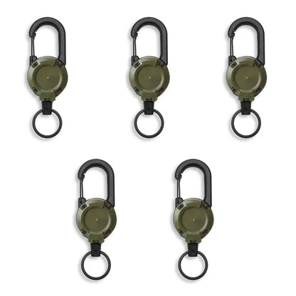 Retractable Heavy Duty Pull Reel Carabiner Strong Steel Wire Rope Buckle Spring Key Ring Outdoor Sporty attachment Keychain Tool Beauty World Shop
