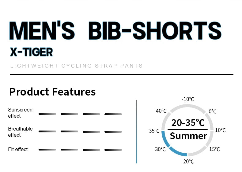 X-TIGER Men's Cycling Shorts Long Distance Riding Bib Shorts Pro Men's Cycling Shorts High Density Foam Cushion 5 CM Leg Gripper Beauty World Shop