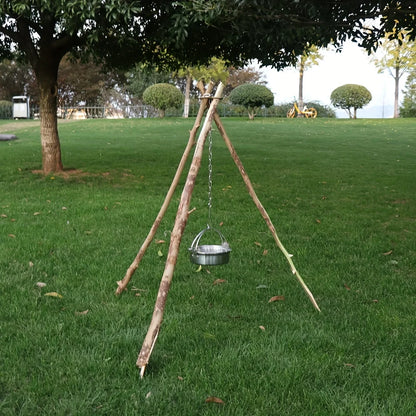 Outdoor BBQ Tripod Portable Detachable Hanging Rack Stainless Steel Camping Bonfire BBQ Pot Tripod Set Beauty World Shop