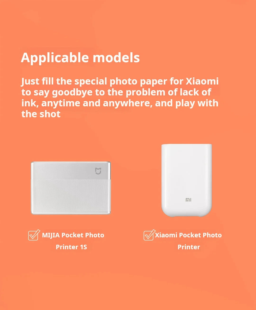 Original 100% Xiaomi ZINK Pocket Printer Paper Self-adhesive Photo Print 50pcs Sheets Xiaomi 3-inch Mini Pocket Photo Printer CN Beauty World Shop