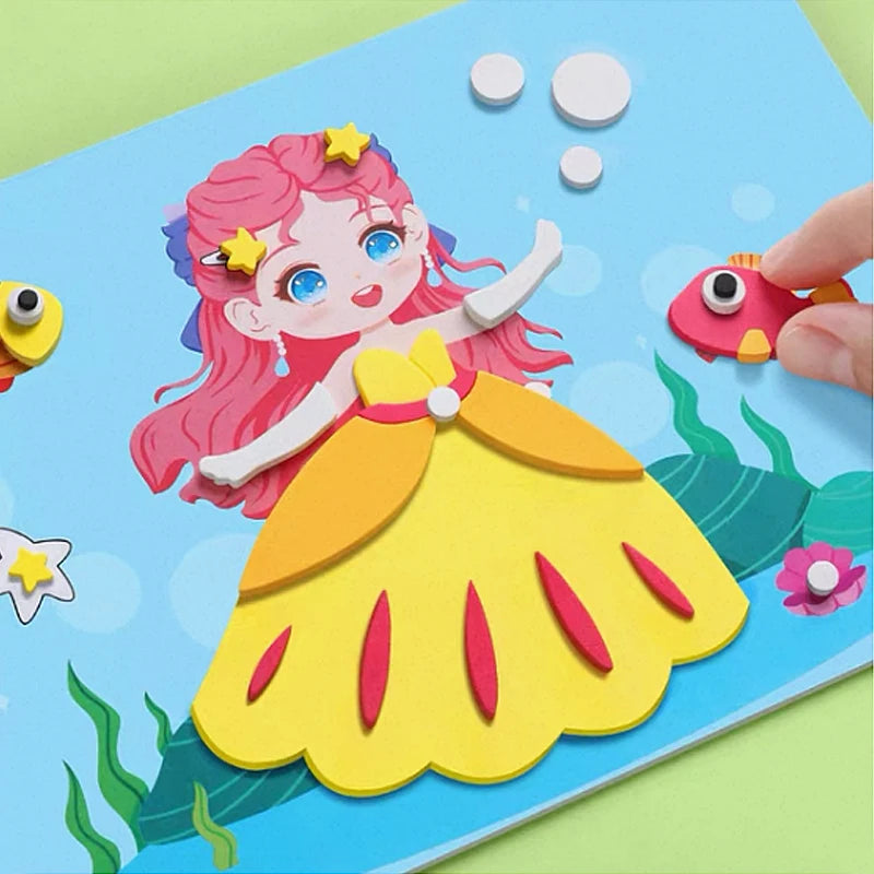 6pcs/set 3D EVA Foam Sticker DIY Cartoon Princess Animal Puzzle for Children Kids Multi-patterns Styles Toys for Children Gift Beauty World Shop