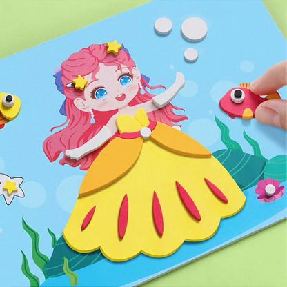 6pcs/set 3D EVA Foam Sticker DIY Cartoon Princess Animal Puzzle for Children Kids Multi-patterns Styles Toys for Children Gift Beauty World Shop