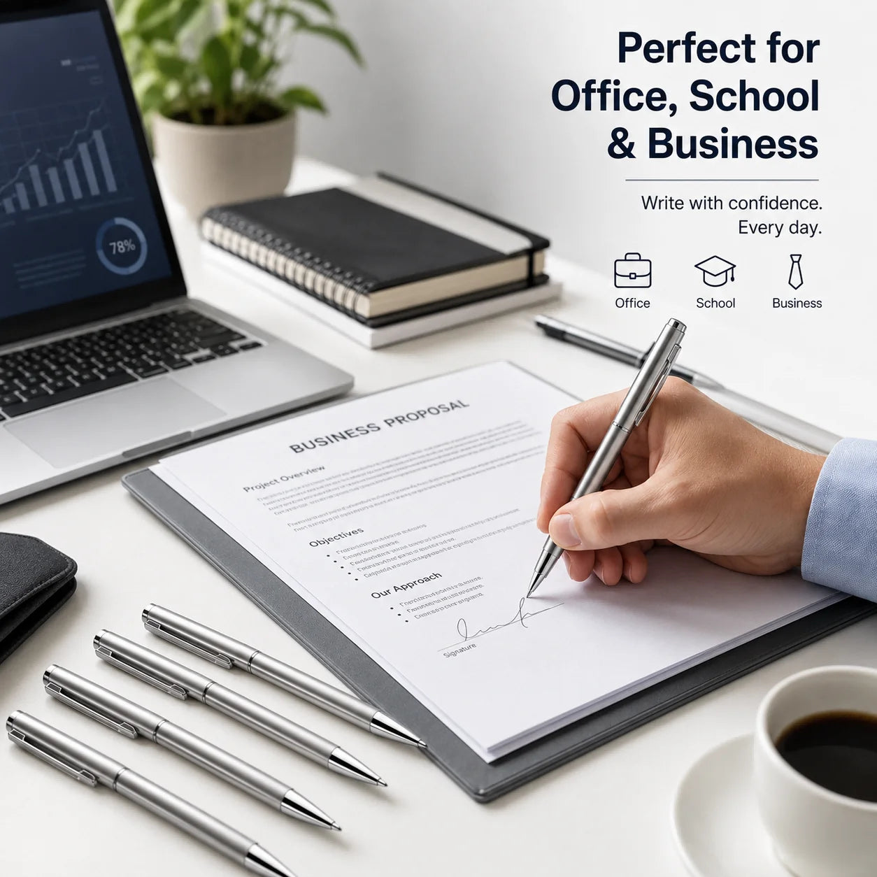 5/10/20Pcs Stainless Steel Ballpoint Pens, Silver Metal Medium Nib Smooth Twist Writing Pens for Office School Beauty World Shop
