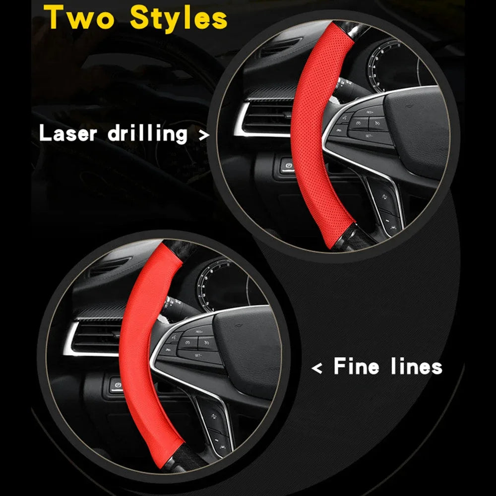 Universal Car Steering Wheel Cover Carbon Fiber Leather Three-dimensional Anti Slip, Timple And Fashionable Car Accessories Beauty World Shop