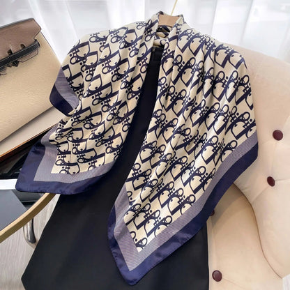 1 Pcs 90cm Ladies' Silk Scarf Vintage Fashionable Versatile Printed Silk Spring Hair Band Hijab Sunsceen Neckerchief Shawl Wraps Beauty World Shop