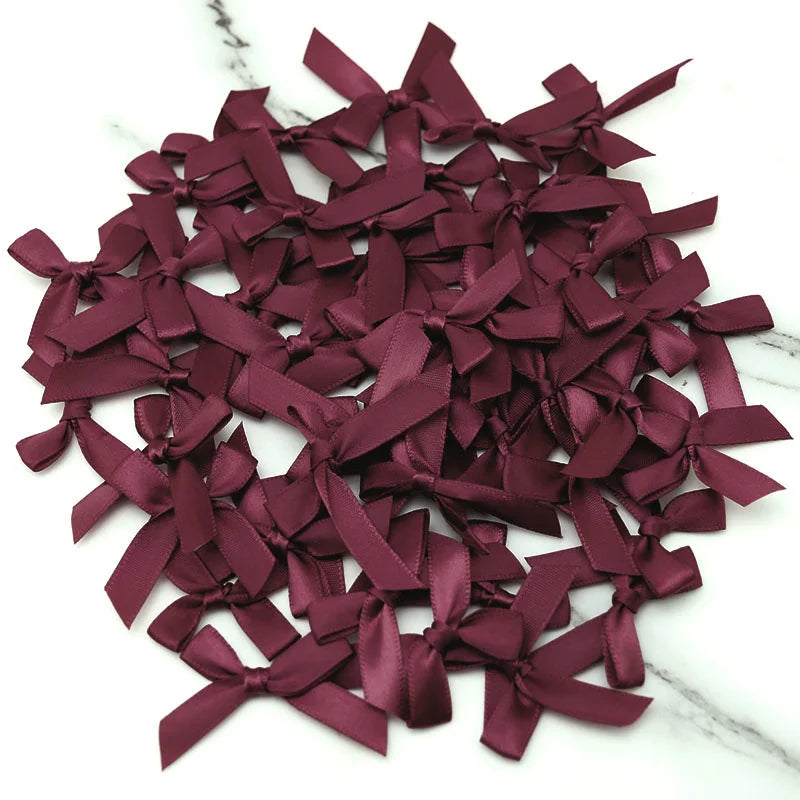 (50 Pcs) 4*4cm Colourful Ribbon Bows Small Size Polyester Satin Ribbon Bow Flower DIY Craft Decoration Beauty World Shop