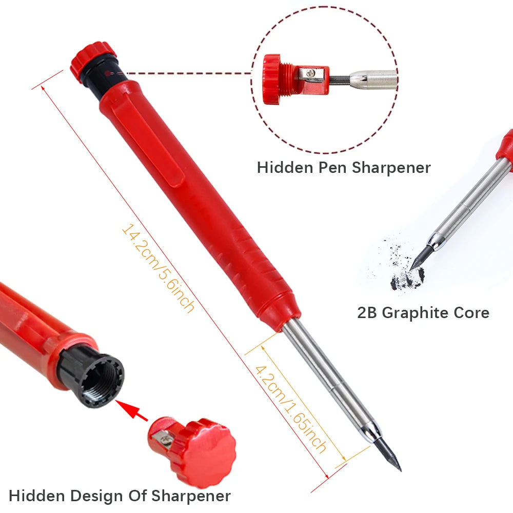 Solid Carpenter Pencil Set Deep Hole Marking Tool Pen Built In Pencil Sharpener Carpenter Lead Core Automatic Pencil Drawing Pen Beauty World Shop