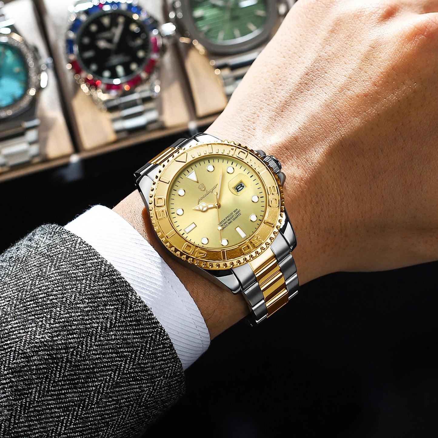 POEDAGAR Original Luxury Man Wristwatch Waterproof Luminous Date Men Watch Stainless Steel Fashion Business Men's Quartz Watches Beauty World Shop