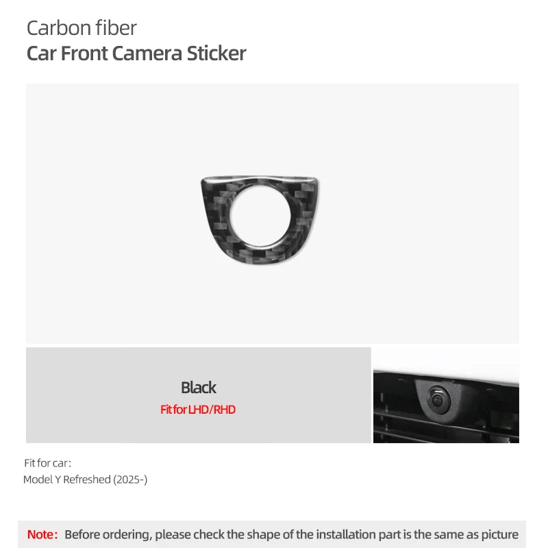 For Tesla Model Y Juniper 2025- Carbon Fiber Car Styling Head Front Camera Protector Stickers Trim Auto Decoration Accessories Beauty World Shop
