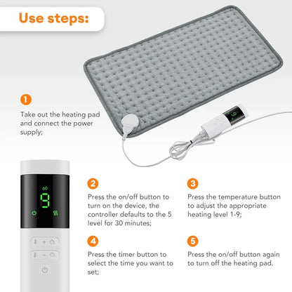 Electric Heating Massage Pad, 9 Heat Levels, Constant Temperature, 4 Modes & Timer Function, Body Warming Heating Pad for Legs, Beauty World Shop