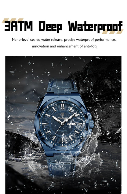 POEDAGAR Fashion Brand Man Wristwatch Waterproof Luminous Date Week Quartz Luxury Men's Watches Leather Business Men Watch Reloj Beauty World Shop
