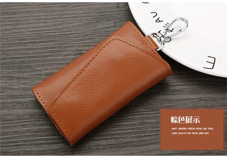 New Genuine Leather Keychain Men Key holder key organizer Pouch Car Key pouch Wallet Housekeeper Key Case Mini Card Bag Beauty World Shop