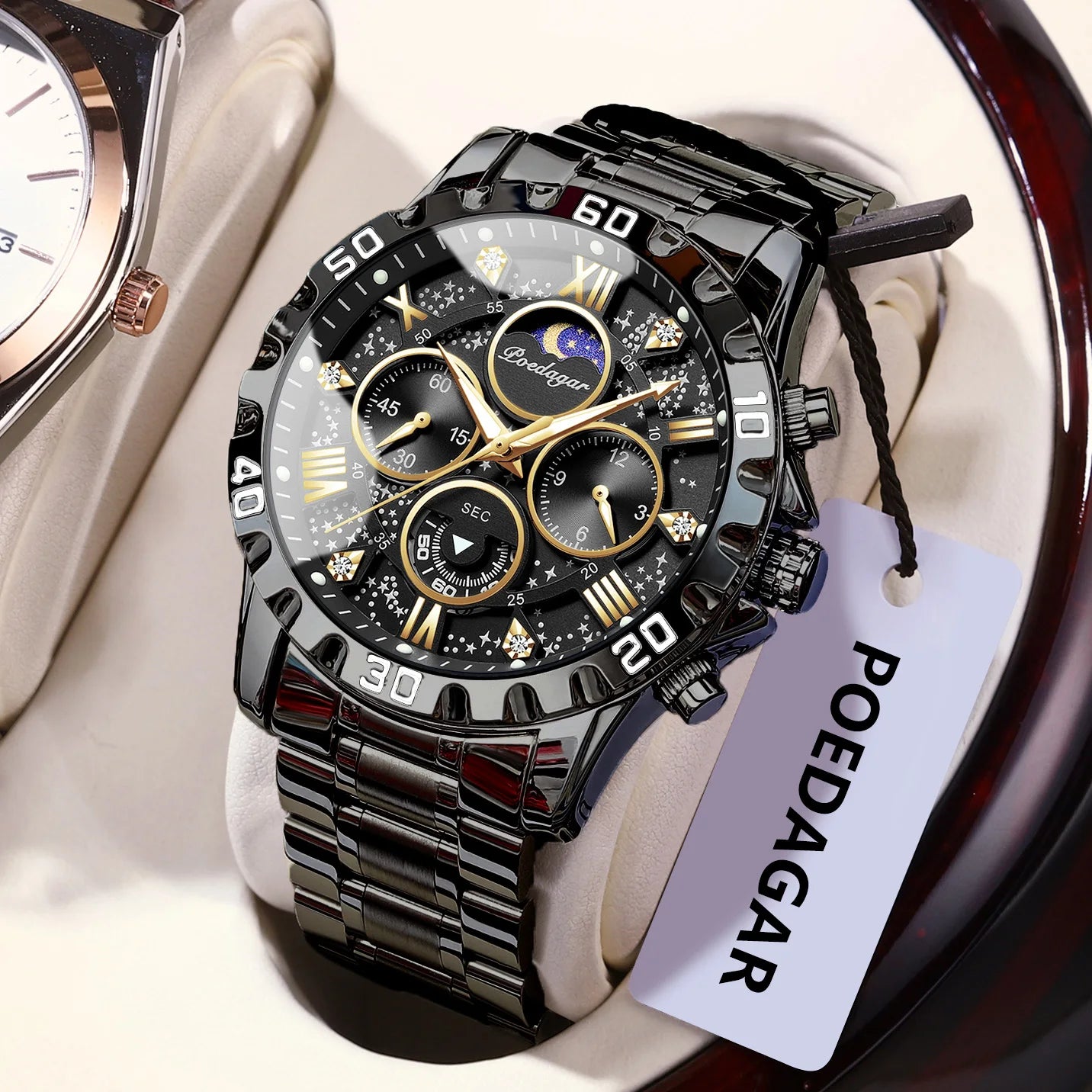 POEDAGAR Luxury Man Watch Waterproof Luminous Stainless Steel Quartz Men's Wristwatch Chronograph Military Watches For Men Reloj Beauty World Shop