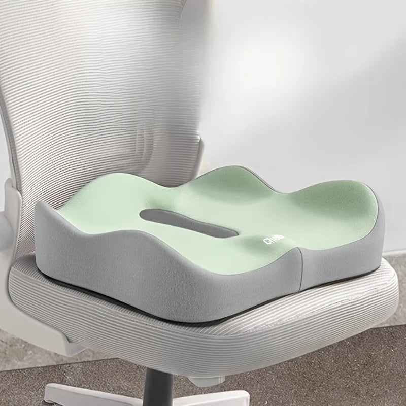 1pc Memory Foam Seat Cushion - 3D Ergonomic Support| Light Green & Grey, Washable Polyester, Car/Office Essentials Beauty World Shop