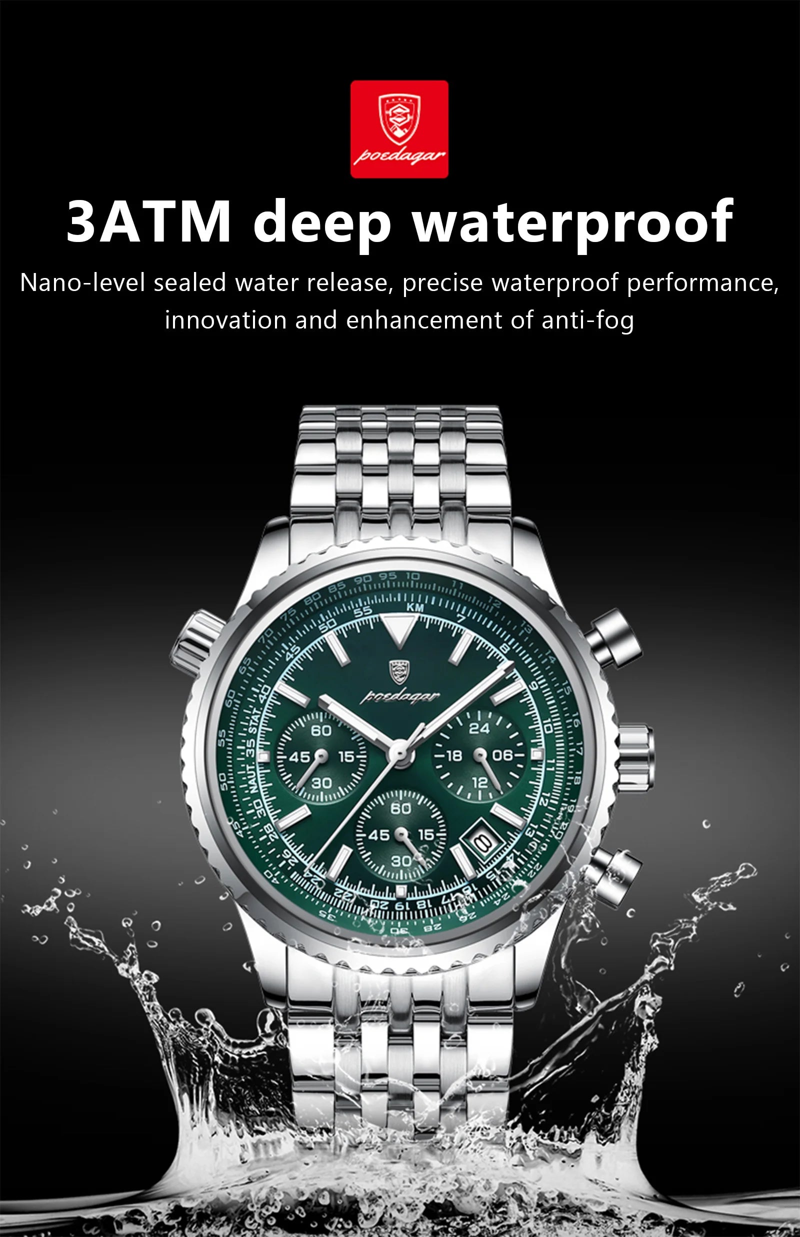 POEDAGAR Luxury Watches For Men Date Chronograph Stainless Steel Man Watch Waterproof Luminous Sport Military Men's Quartz Watch Beauty World Shop