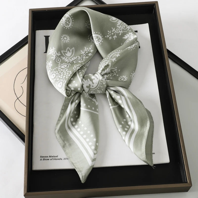Luxury Brand Silk Square Paisley Scarf Women Satin Neck Hair Tie Band Soft Bandana Neckerchife 2025 Hijab Head Female Foulard Beauty World Shop