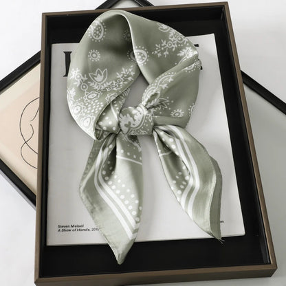 Luxury Brand Silk Square Paisley Scarf Women Satin Neck Hair Tie Band Soft Bandana Neckerchife 2025 Hijab Head Female Foulard Beauty World Shop