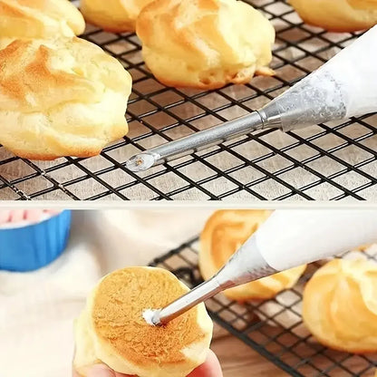 4Pcs Puff Pastry Piping Nozzle Set, Stainless Steel Decorating Tips for Cake Cupcake Cookie Cream Icing, Baking Tools for  Baker Beauty World Shop