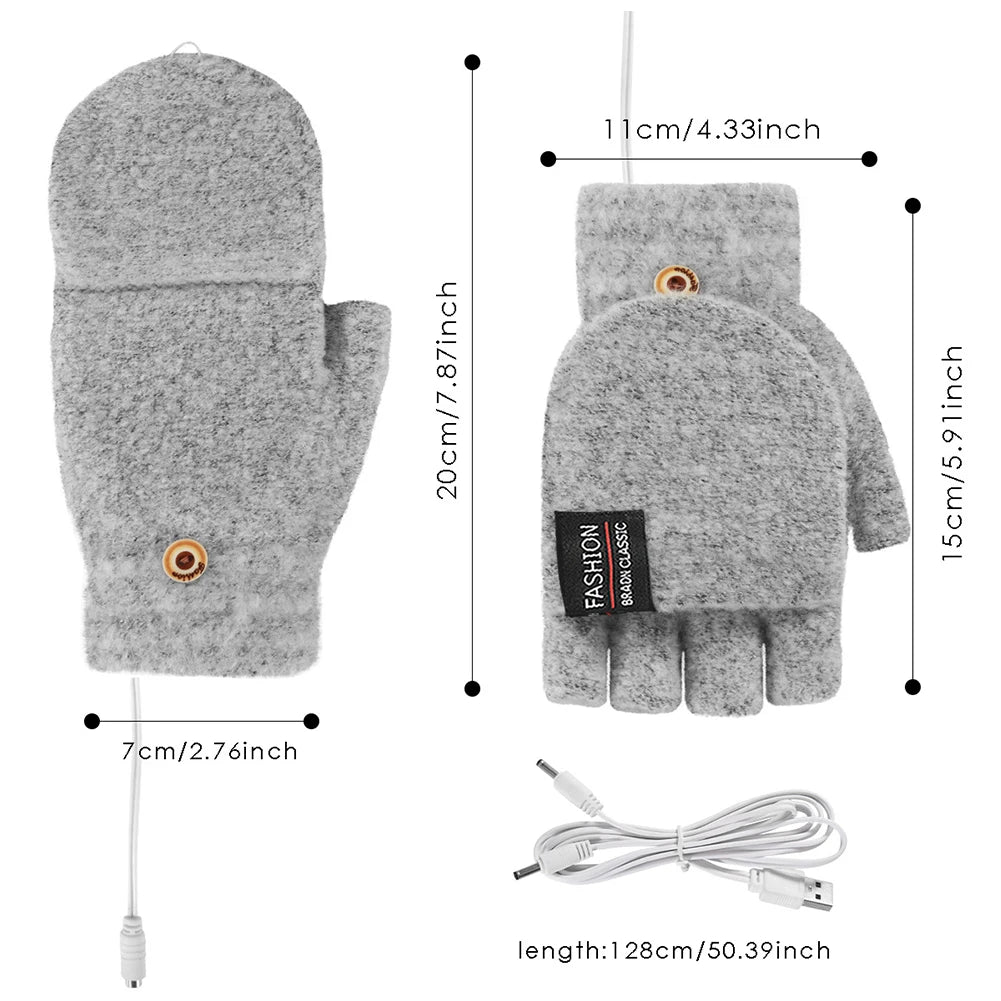 Electric heating gloves hand warmer gloves heater rechargeable USB reusable laptop suitable for sports skiing winter warm gloves Beauty World Shop