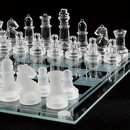 10Inch Handcrafted Glass Chess Set Premium Quality Intricate Design for Home Decor  Perfect for Game Nights & Chess Lovers Beauty World Shop