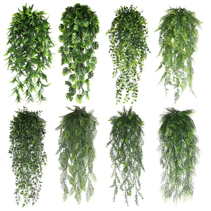 90cm Persian fern Leaves Vines Home Room Decor Hanging Artificial Plant Plastic Leaf Grass Wedding Party Wall Balcony Decoration Beauty World Shop