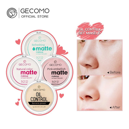 GECOMO Mattifying Compact Powder 12H Long Last Oil Control Silky Matt Makeup Setting Powder Translucent For All Skin Tones Beauty World Shop